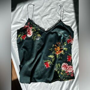 Large BCBGeneration Dark Green Floral Top
